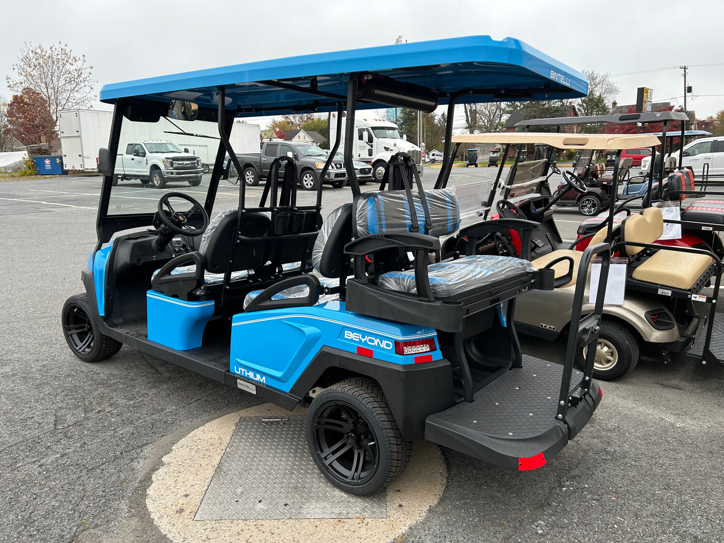 2024 Bintelli EV Beyond Lithium Electric Golf Cart Blue 6-Seater 72V with Long-Range Battery