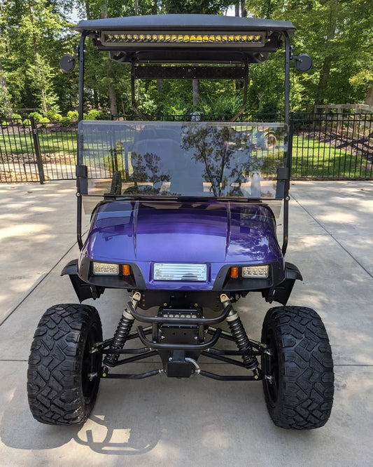 2000 EZGO TXT Gas Golf Cart Purple 4-Seater with Durable Frame and Reliable Performance