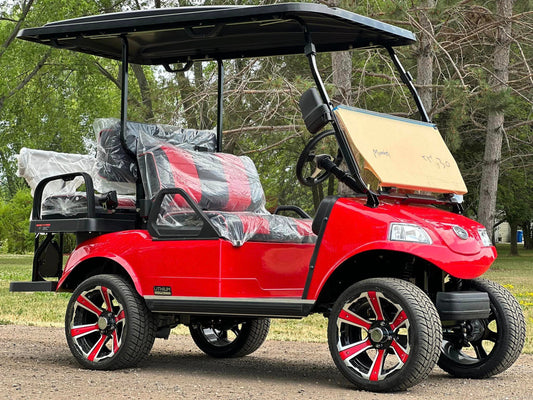 2023 Evolution EV Classic 4 PRO Lithium Electric Golf Cart Red 4-Seater 48V with Long-Range Battery