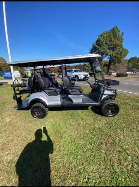 EPIC Carts E60 L Electric Golf Cart 6-Seater 48V with Lifted Suspension and Rugged Design Silver