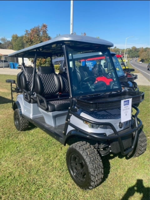 EPIC Carts E60 L Electric Golf Cart 6-Seater 48V with Lifted Suspension and Rugged Design Silver