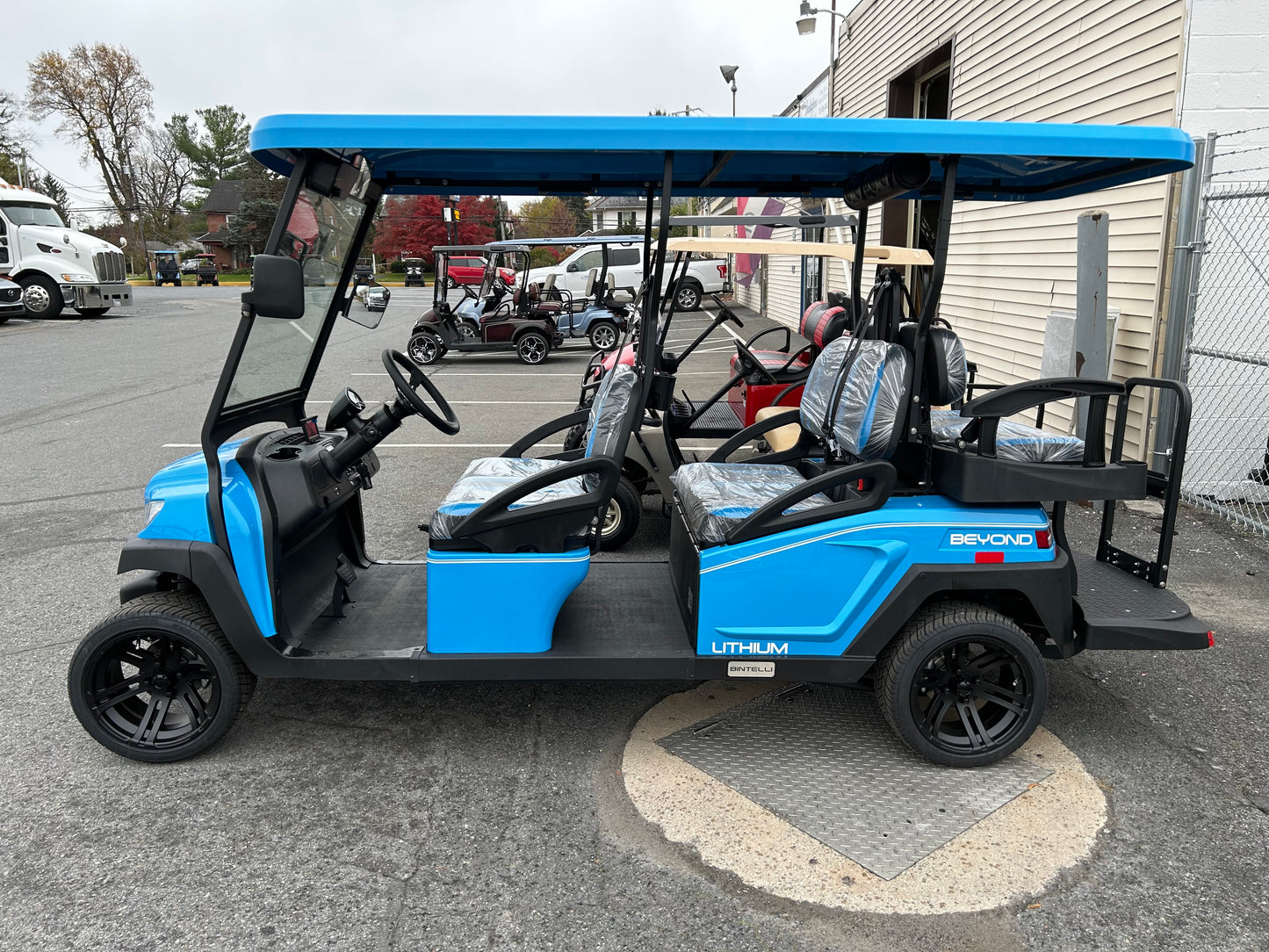 2024 Bintelli EV Beyond Lithium Electric Golf Cart Blue 6-Seater 72V with Long-Range Battery