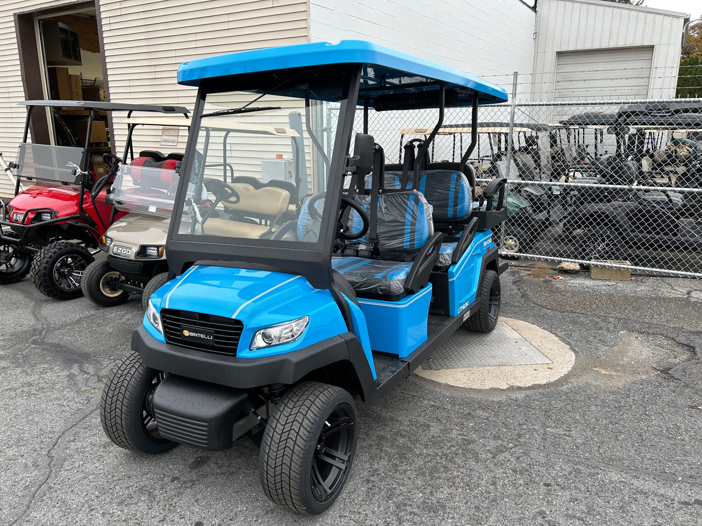 2024 Bintelli EV Beyond Lithium Electric Golf Cart Blue 6-Seater 72V with Long-Range Battery