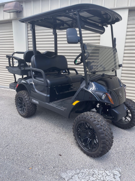 2023 Yamaha Drive-2 PTV Gas Golf Cart Black 4-Seater with Quiet Tech EFI Engine